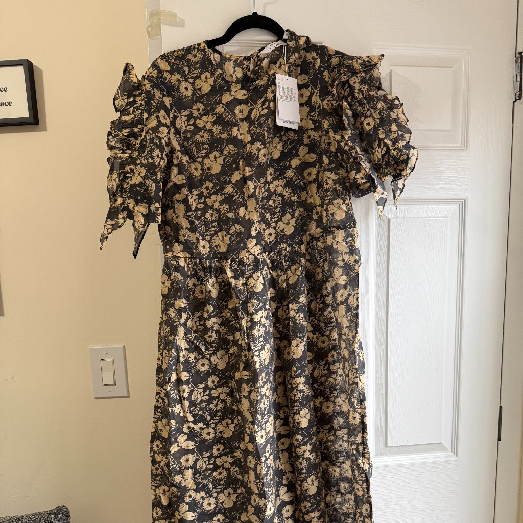 & Other Stories / Gold Floral Print Dress Shell / Eur 40 Us Size 8 / Nwt / Shell